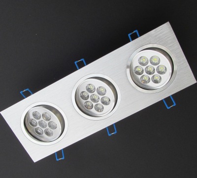 3x7W LED Спот Панел за Вграждане Бяла Светлина 4500К