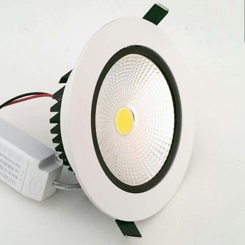 LED COB Луни за Вграждане 12W - Студено Бяла Светлина 6500K Сатенено Бял Корпус