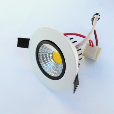 LED COB Луни за Вграждане 3W - Студено Бяла Светлина 6500K Сатенено Бял Корпус