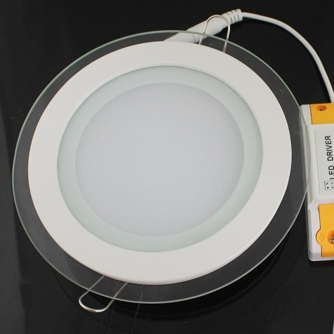 12W Кръгъл Стъклен LED Панел за Вграждане 4000K Натурално Бяла Светлина