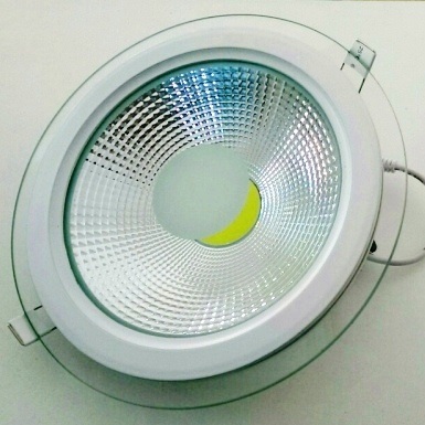 Офис LED COB Луни за Вграждане 15W - Студено Бяла Светлина 6500K Стъклена Периферия - Кликнете на изображението, за да го затворите