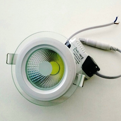 Офис LED COB Луни за Вграждане 6W - Студено Бяла Светлина 6500K Стъклена Периферия - Кликнете на изображението, за да го затворите