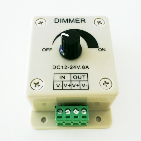 Димер с Потенциометър за едноцветни LED Ленти 96W - Кликнете на изображението, за да го затворите