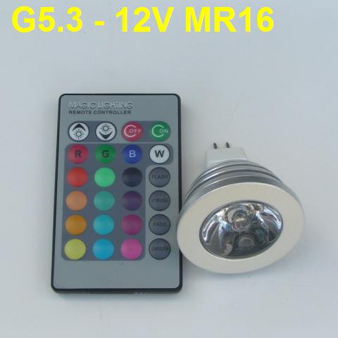G5.3 12V RGB LED Луничка 3W Дистанционно Управление - Кликнете на изображението, за да го затворите