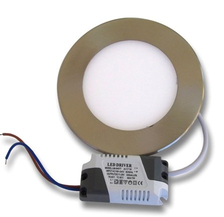 6W LED Панел за Вграждане - INOX Студено Бяла Светлина 6000К