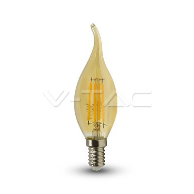4W LED Крушка Filament E14 Кендъл Amber Пламък 2200K