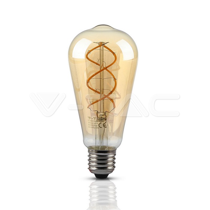 5W LED Крушка E27 Filament Amber ST64 2200K - Димираща - Кликнете на изображението, за да го затворите