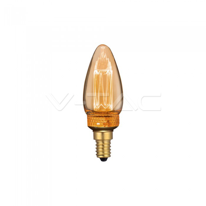 2W LED Крушка Арт Filament Кендъл E14 Amber Glass 1800K±200K