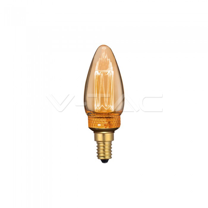 2W LED Крушка Арт Filament Кендъл E14 Amber Glass 1800K±200K - Кликнете на изображението, за да го затворите