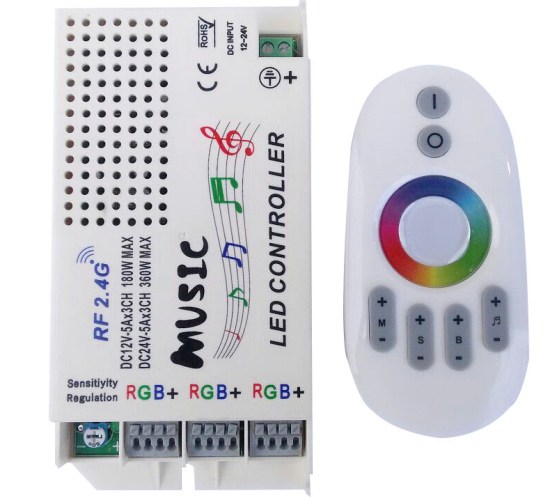 Музикален Touch LED Контролер за RGB Лента със Звуков Контрол до 180W