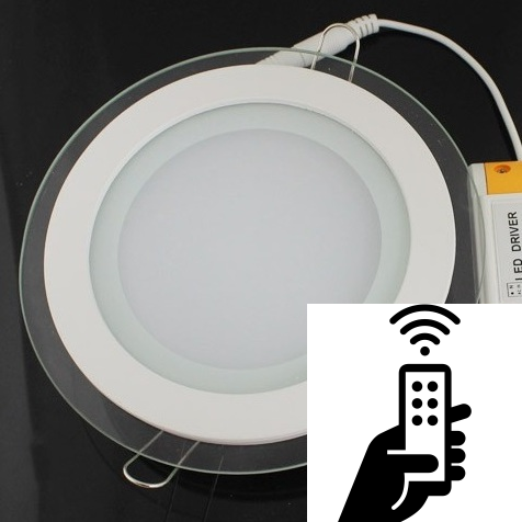 6W Кръгъл Стъклен LED Панел за Вграждане Променяща се светлина с опция за Дистанционно управление