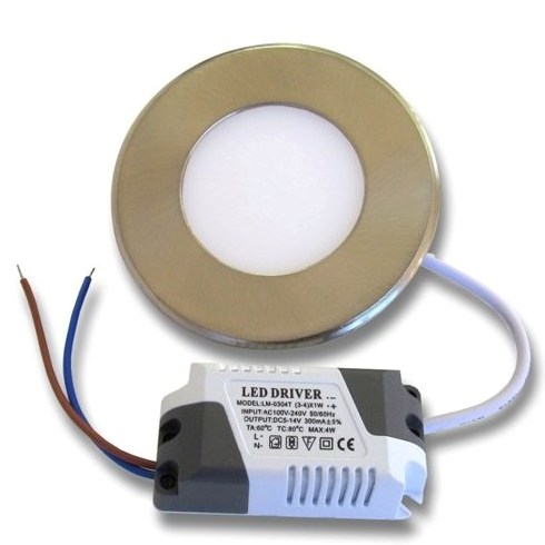 3W LED Панел за Вграждане - INOX Топло Бяла Светлина 3000К - Кликнете на изображението, за да го затворите