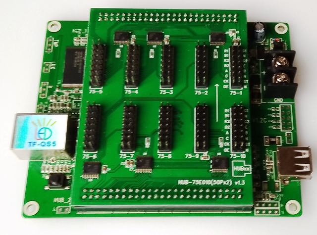 Асинхронен Контролер за RGB LED Дисплей 320x128 - 8xHUB75 - Кликнете на изображението, за да го затворите
