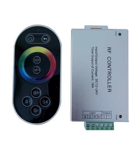 Touch RGB LED Контролер с Дистанционно Управление до 216W - Кликнете на изображението, за да го затворите
